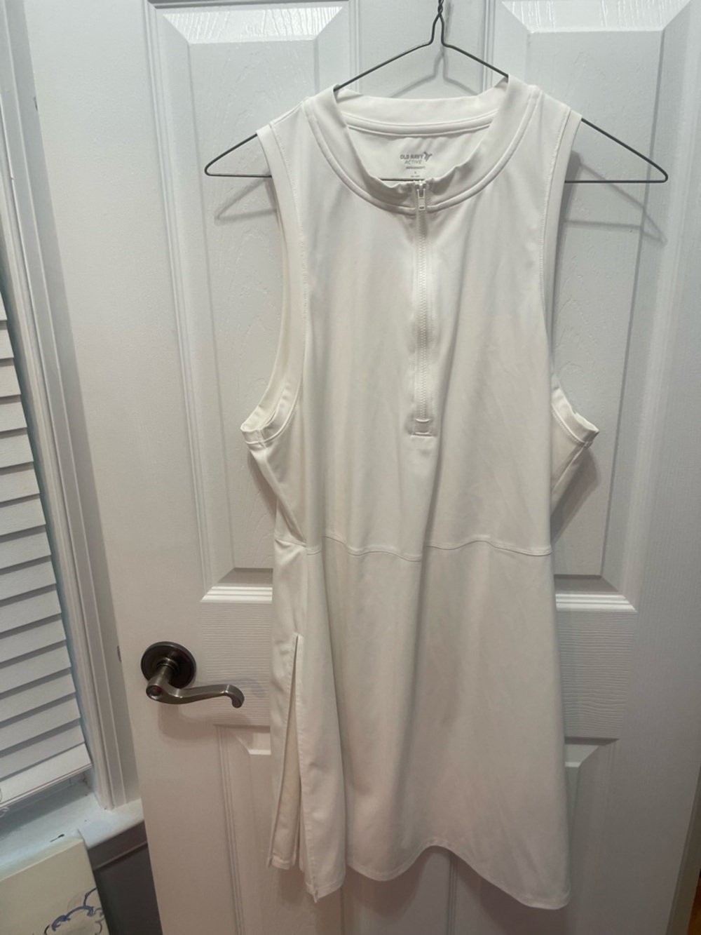 Old Navy White Sleeveless Zip-Front Active Mini Dress